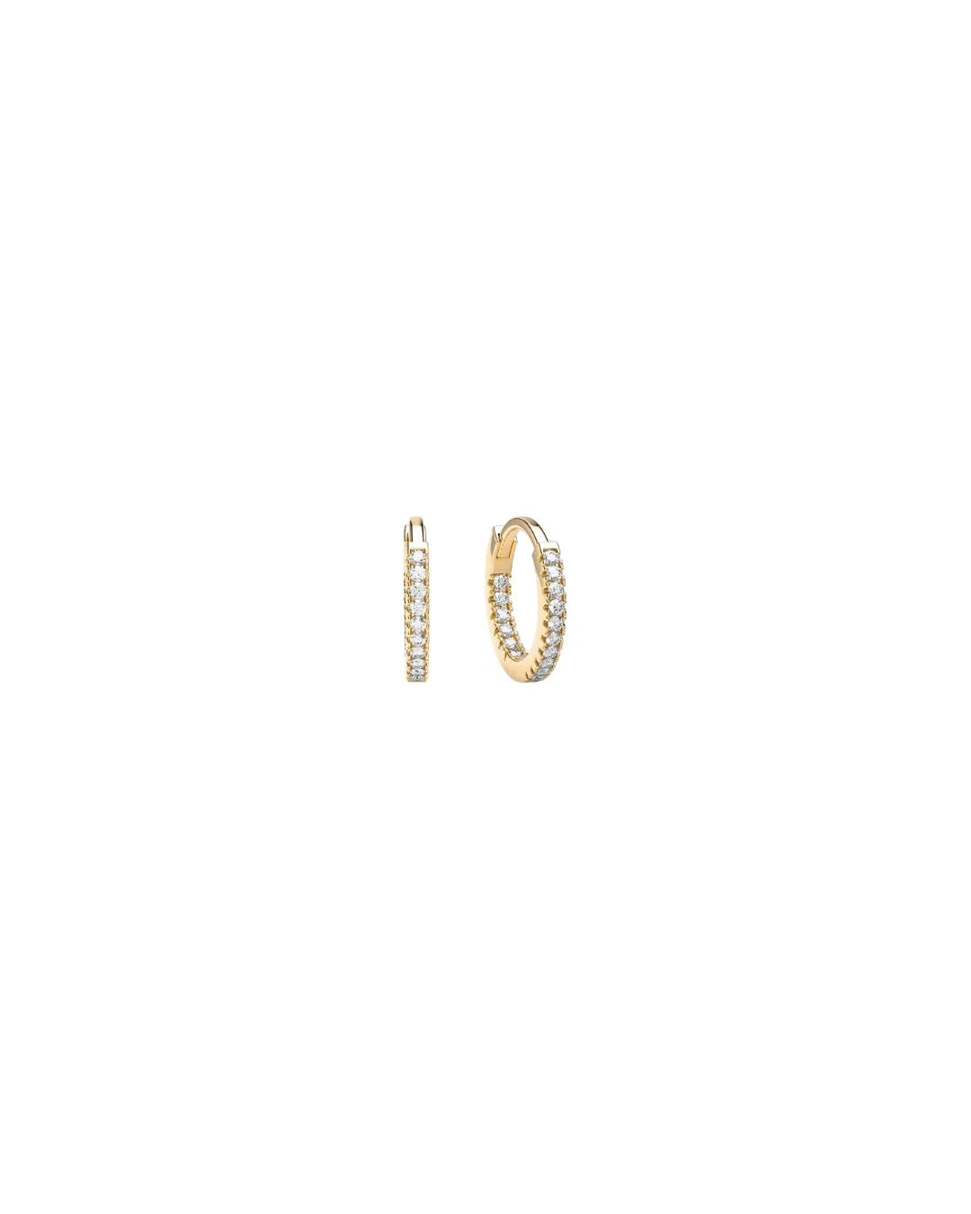Stone Huggie Hoops 6mm - Gold