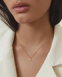 Stone Letter Charm - Gold