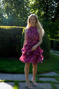 Idun Mini Dress - Fuchsia Flower