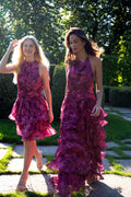 Inga Halter Maxi Dress - Fuchsia Flower