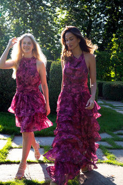 Inga Halter Maxi Dress - Fuchsia Flower