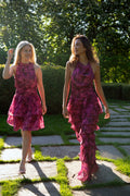 Inga Halter Maxi Dress - Fuchsia Flower