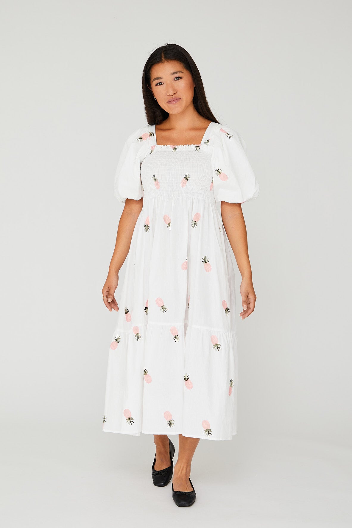 Cheri Fruit Dress - White/Pink