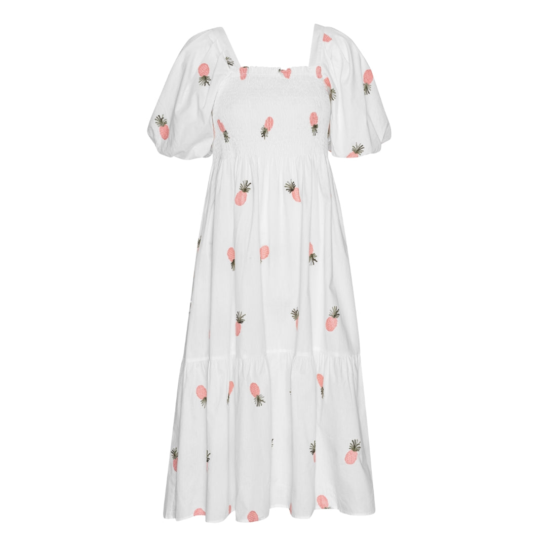 Cheri Fruit Dress - White/Pink