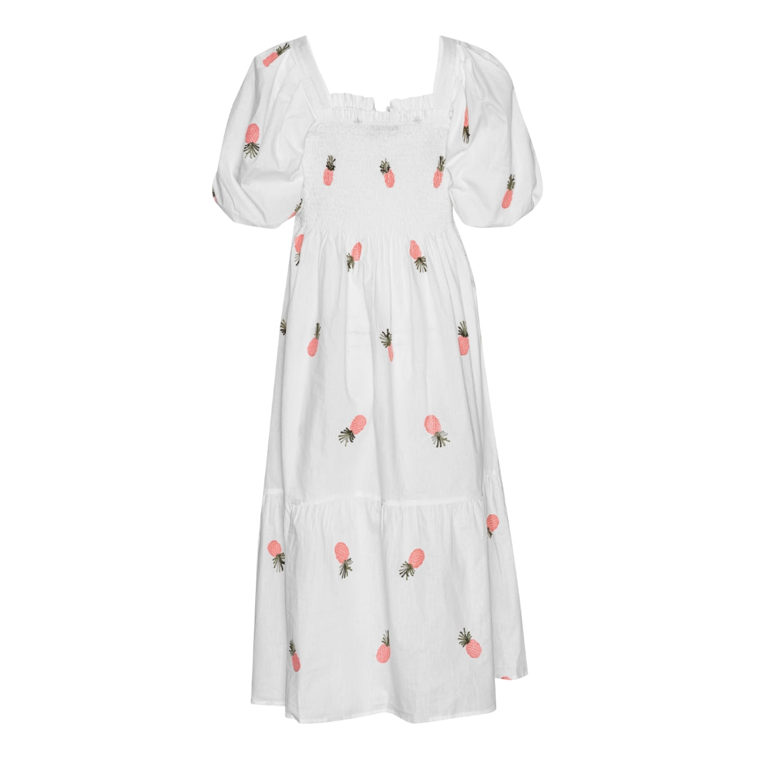 Cheri Fruit Dress - White/Pink