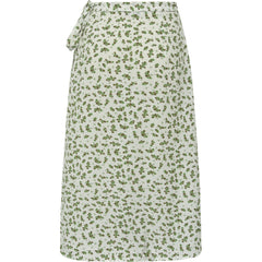 Peony Wrap Skirt - White/Green
