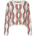 California Crochet Blouse - White/Peach/Navy