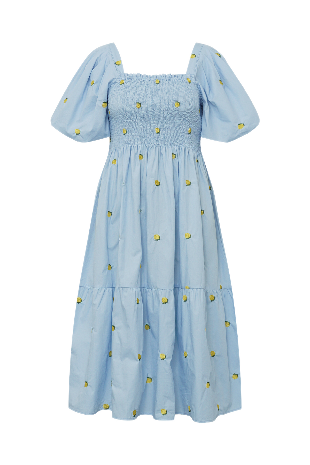 Cheri Fruit Dress - Light Blue/Yellow