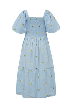 Cheri Fruit Dress - Light Blue/Yellow