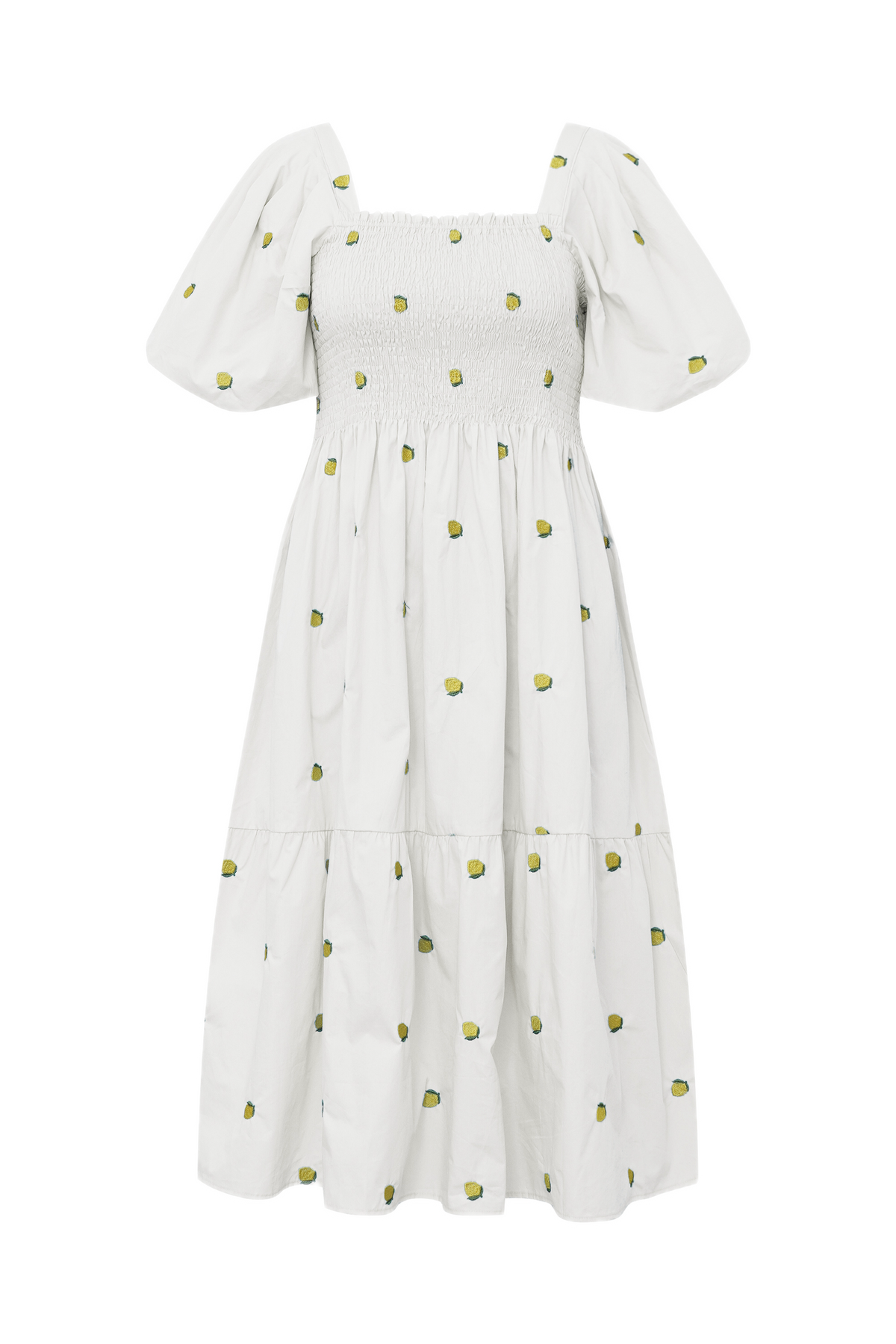 Cheri Fruit Dress - White/Yellow