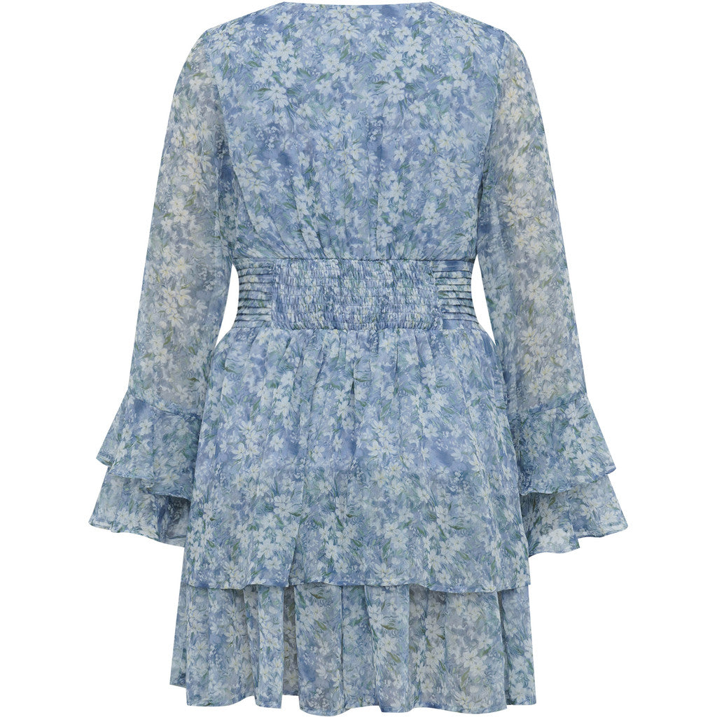 Florella Short Dress - Blue/Off White