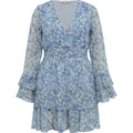 Florella Short Dress - Blue/Off White