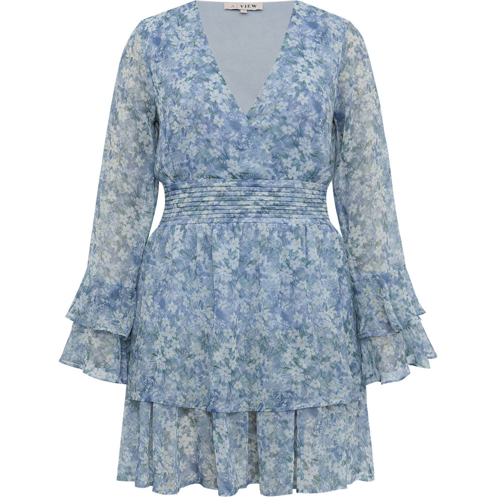 Florella Short Dress - Blue/Off White