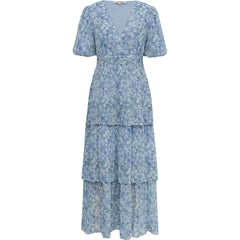 Florella Sleeve Dress - Blue/Off White