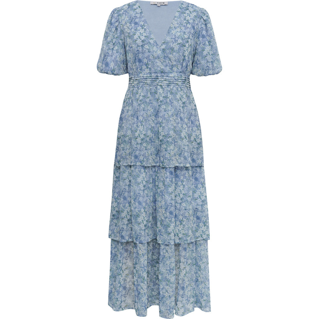 Florella Sleeve Dress - Blue/Off White