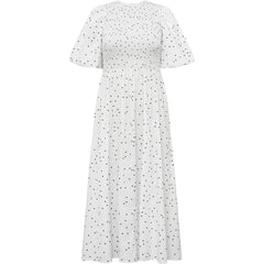 Tabita Dot Dress - White With Black Dots