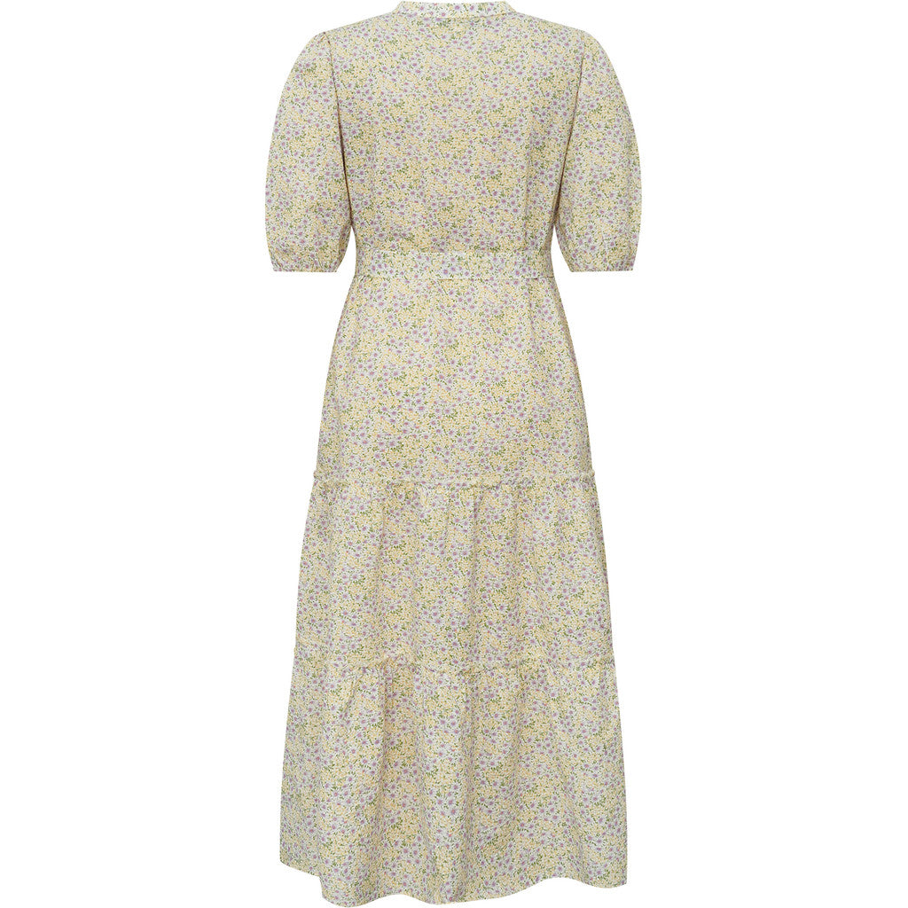 Kate V-Neck Long Dress - Lilac/Yellow