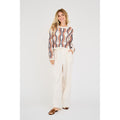 California Crochet Blouse - White/Peach/Navy