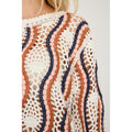 California Crochet Blouse - White/Peach/Navy