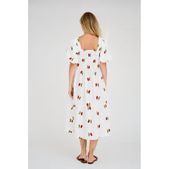 Cheri Fruit Dress - White/Red