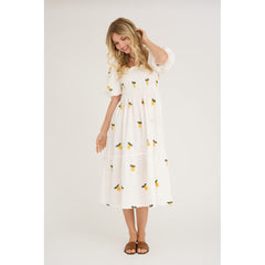 Cheri Fruit Dress - White/Yellow