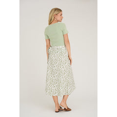 Peony Wrap Skirt - White/Green