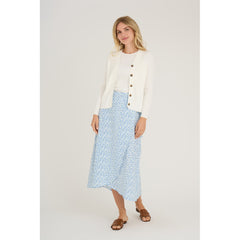 Peony Wrap Skirt - Blue/White