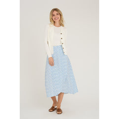 Peony Wrap Skirt - Blue/White