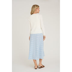 Peony Wrap Skirt - Blue/White
