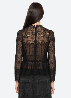 Lainey Embroidery L/Slv Top - Black