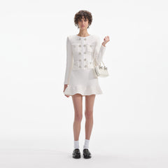 Buttoned Knit Mini Dress - Cream