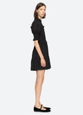 Regina Seersucker Puff Slv Smocked Dress - Black