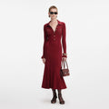 Ribbed Knit Midi Dress - Burgundy
