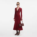 Ribbed Knit Midi Dress - Burgundy