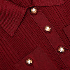 Ribbed Knit Midi Dress - Burgundy