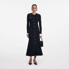 Viscose Knit Midi Dress - Navy