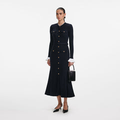 Viscose Knit Midi Dress - Navy