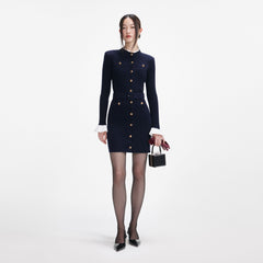Viscose Knit Mini Dress - Navy