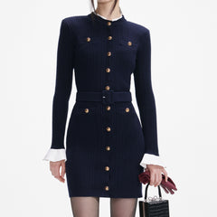 Viscose Knit Mini Dress - Navy