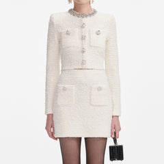 Textured Knit Cardigan - Cream