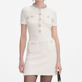 Textured Knit Mini Dress - Cream