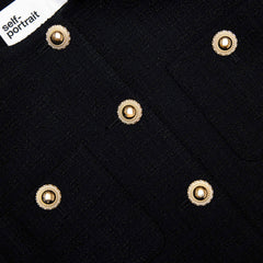 Boucle Fur Cuff Jacket - Black