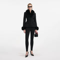 Tailored Boucle Fur Jacket - Black