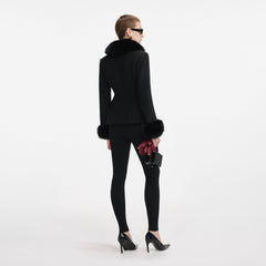 Tailored Boucle Fur Jacket - Black