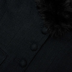 Tailored Boucle Fur Jacket - Black