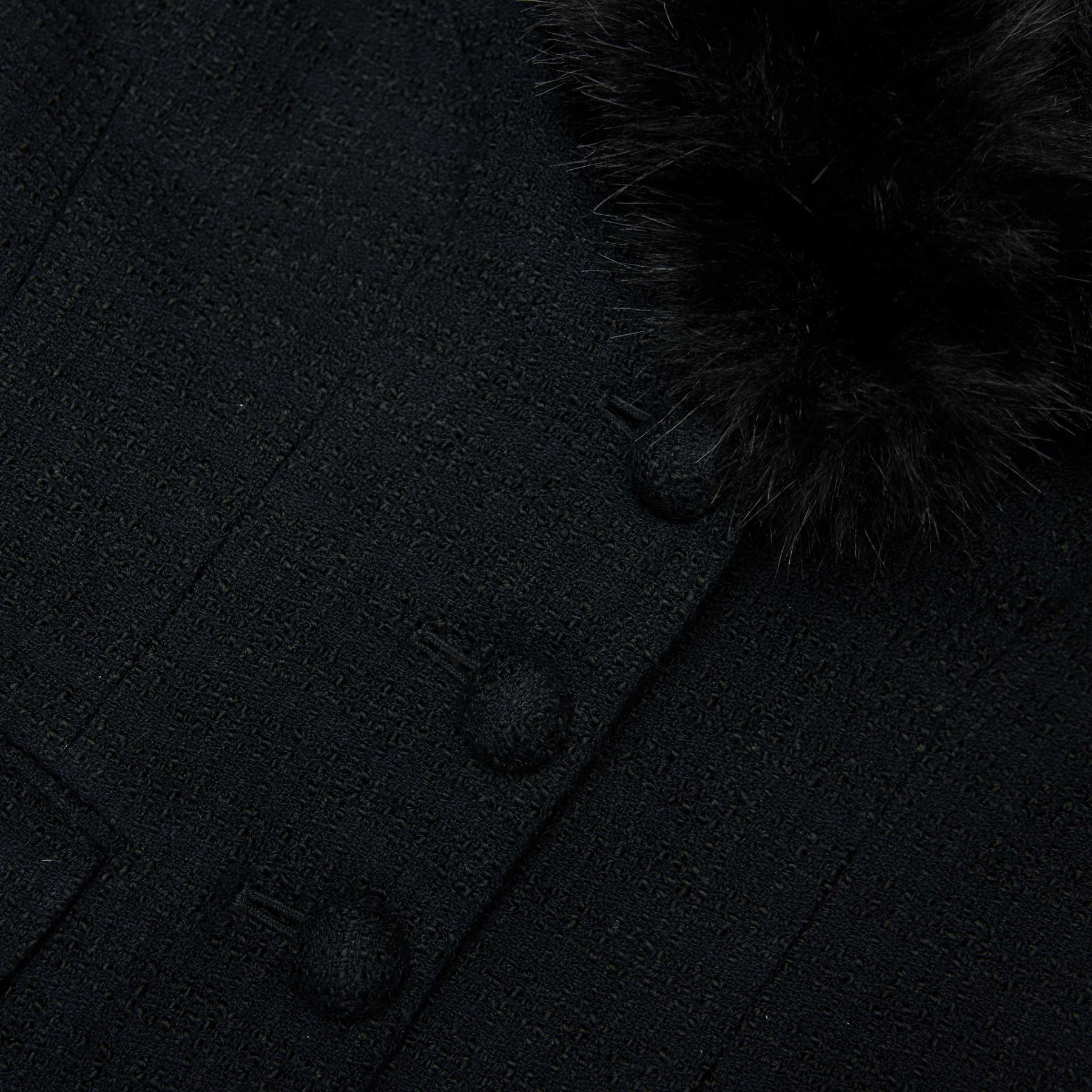 Tailored Boucle Fur Jacket - Black