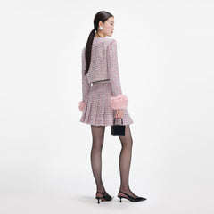 Boucle Fur Cuff Jacket - Pink