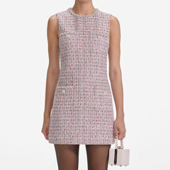 Boucle Sleeveless Mini Dress - Pink