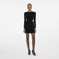Velvet Embellished Mini Dress - Black