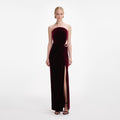Velvet Bandeau Maxi Dress - Burgundy